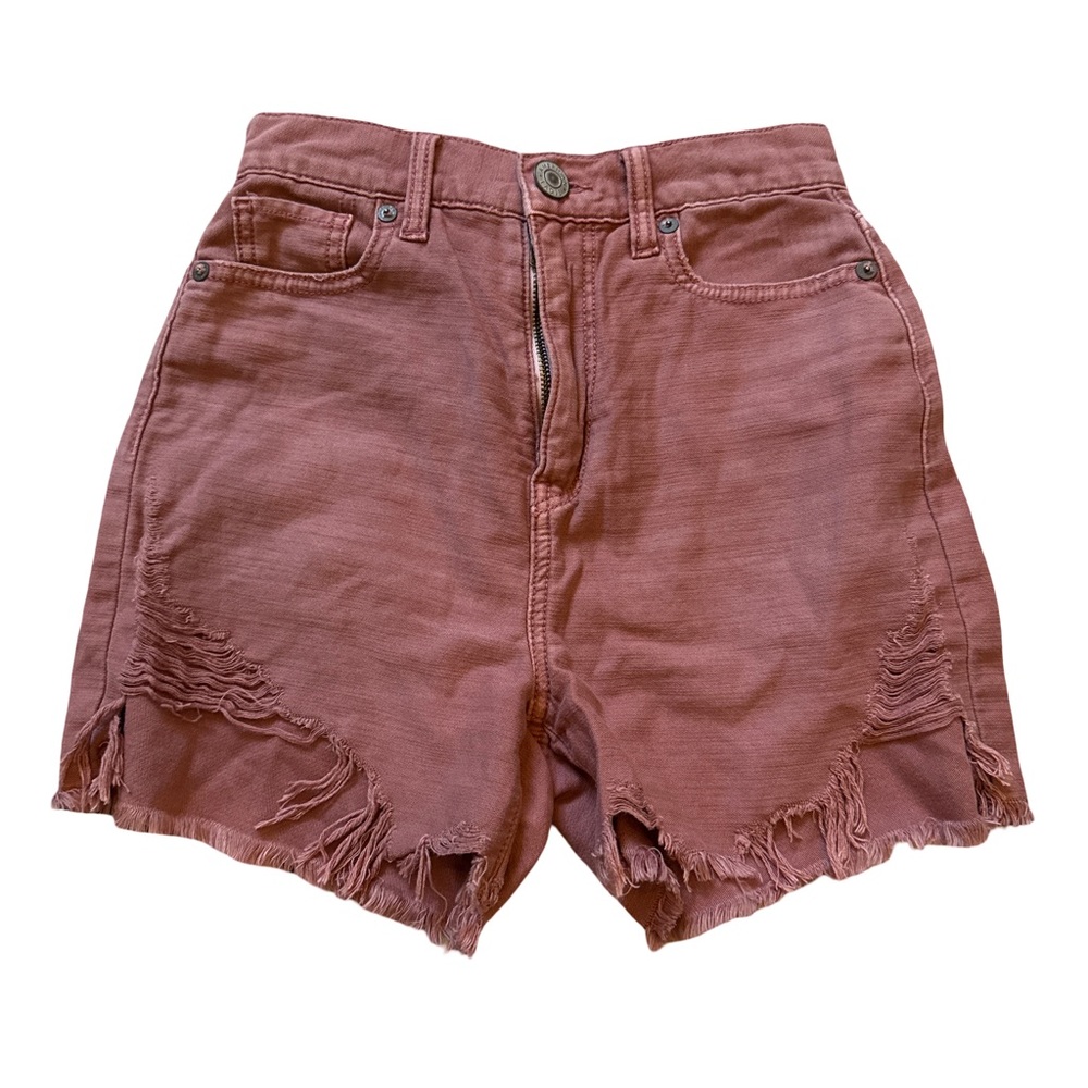 American Eagle Outfitters rust Jean Shorts High-Waisted Distressed Mom
